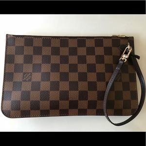 Authentic LV Neverfull MM Pouch in Damier Ebene